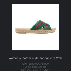 Gucci Women's Leather Sandal in Green and Red